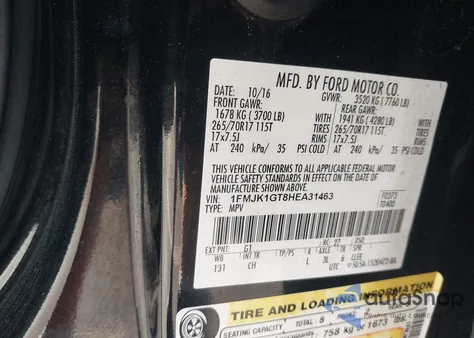 2017 Ford Expedition El Xl from USA, damaged, VIN 1FMJK1GT8HEA31463